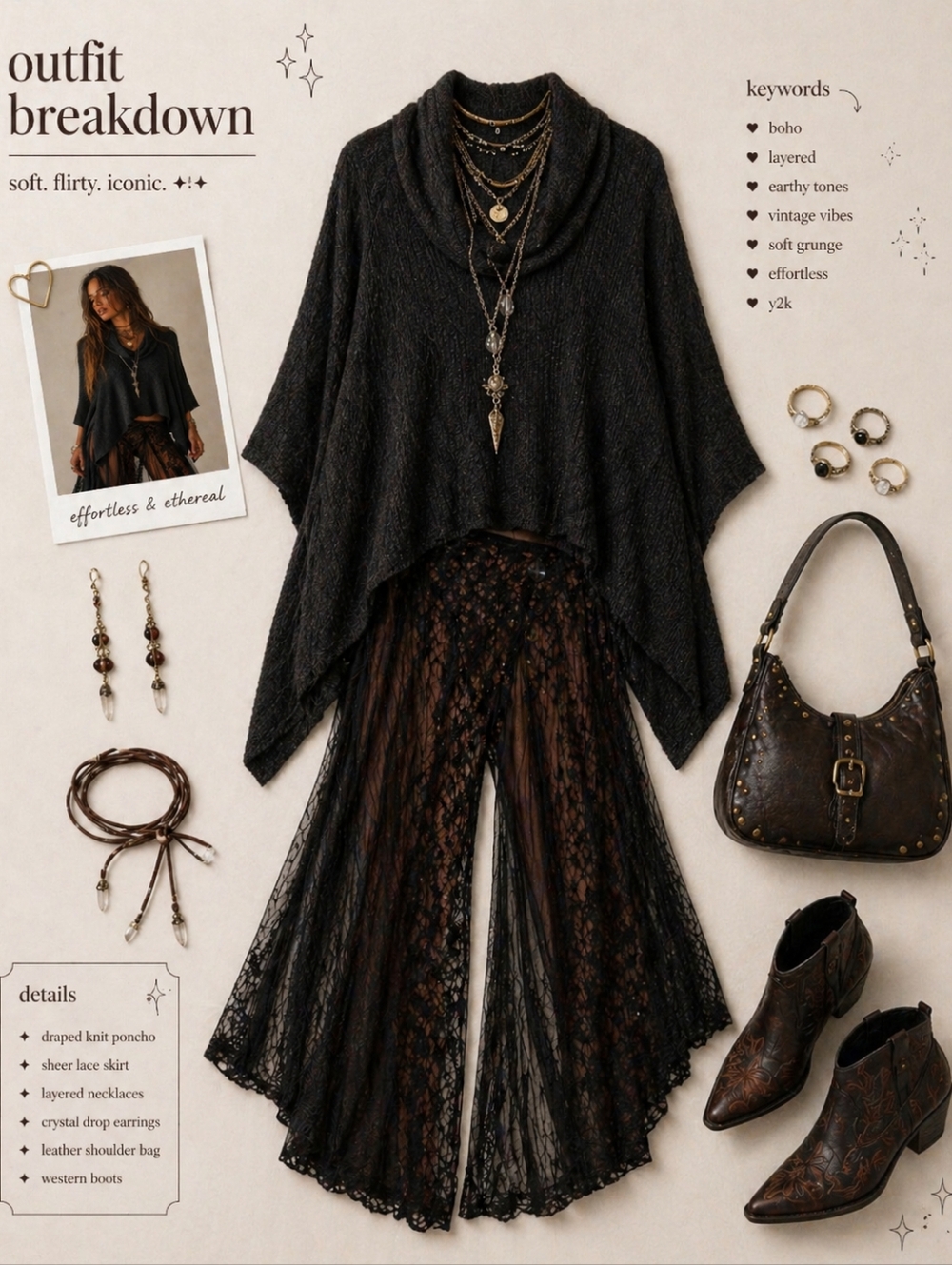 Free People Beach World Traveler Cowl Neck Pullover Size L Black Split Back Top - Picture 6 of 6